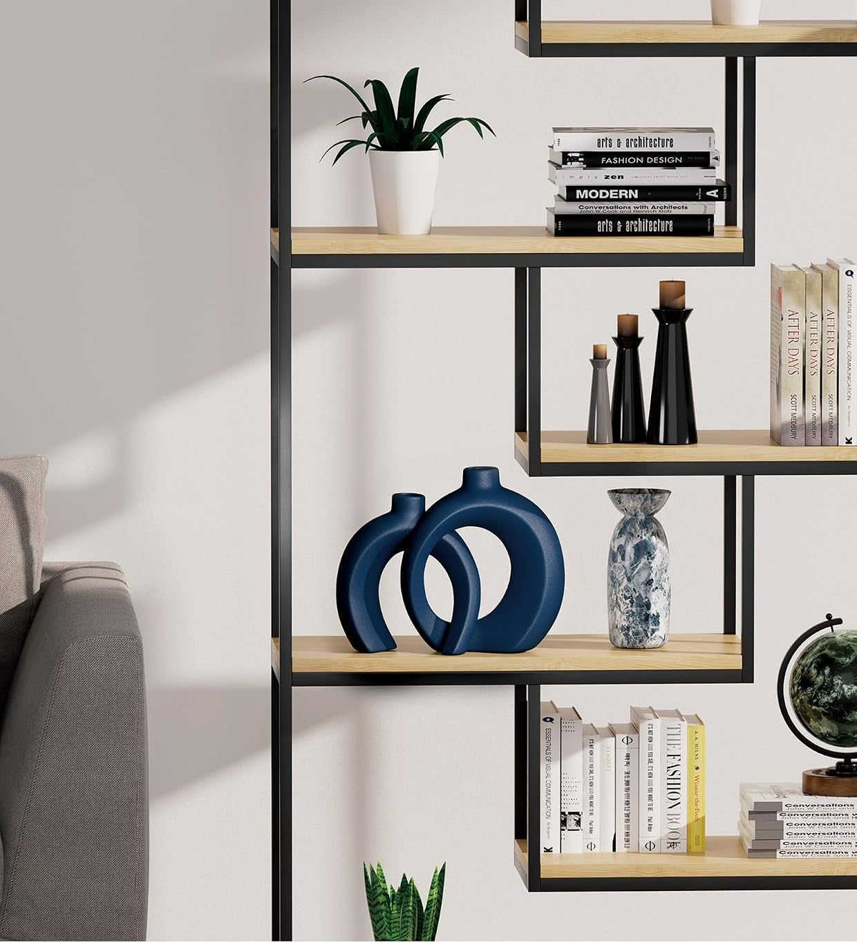 Matte Navy Blue Donut Vase Set of 2