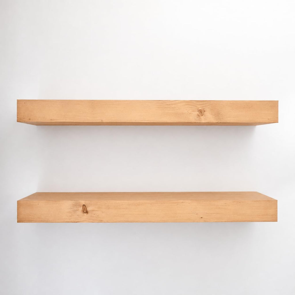 24 Inch Aged Oak Pine Floating Shelves Set of 2