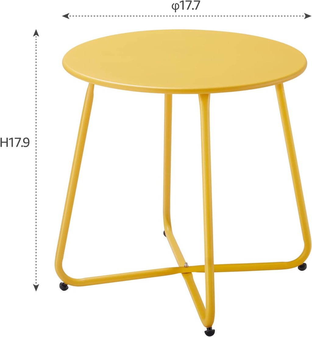 Yellow Round Metal Outdoor Side Table