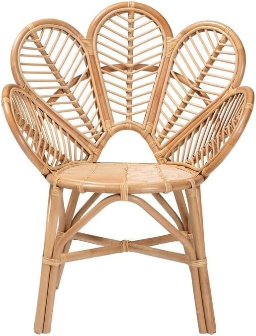 Natural Floral Rattan Accent Chair