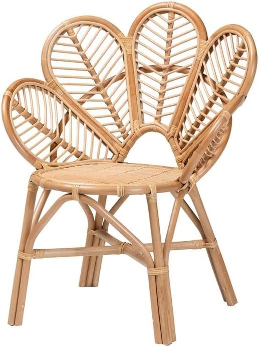 Natural Floral Rattan Accent Chair