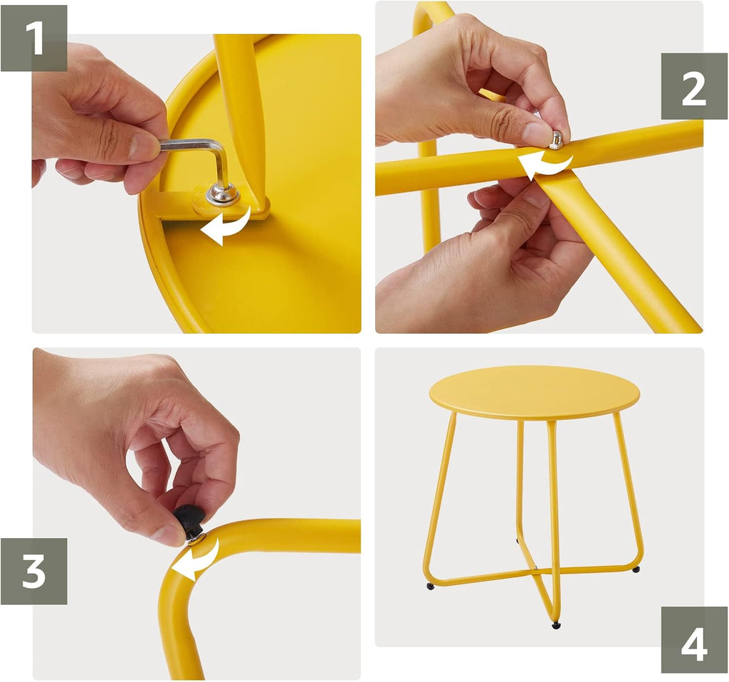 Yellow Round Metal Outdoor Side Table