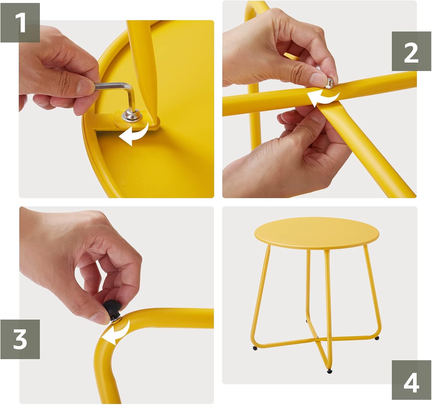 Yellow Round Metal Outdoor Side Table