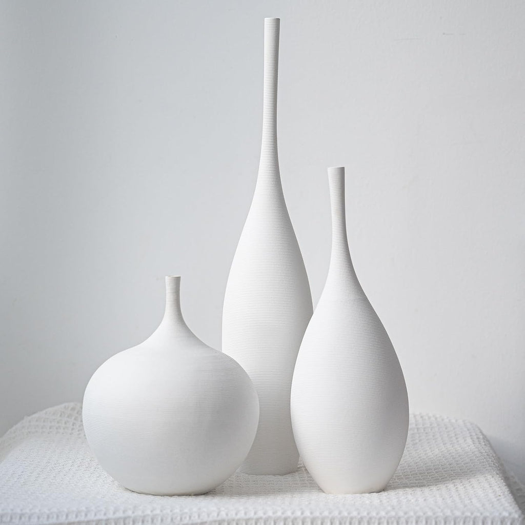 Matte White Ceramic Vase Set of 3