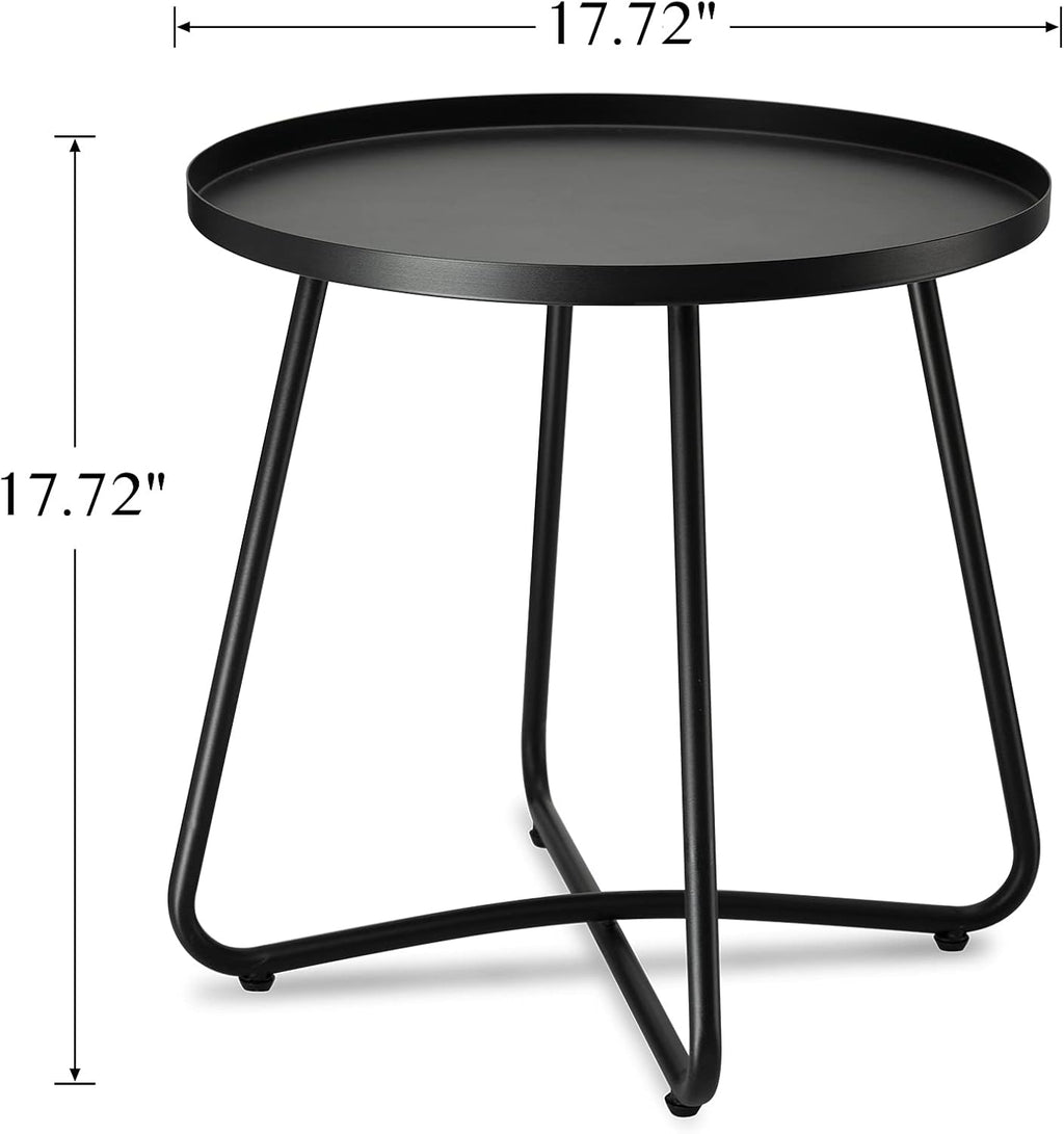 Black Round Steel Outdoor Side Table