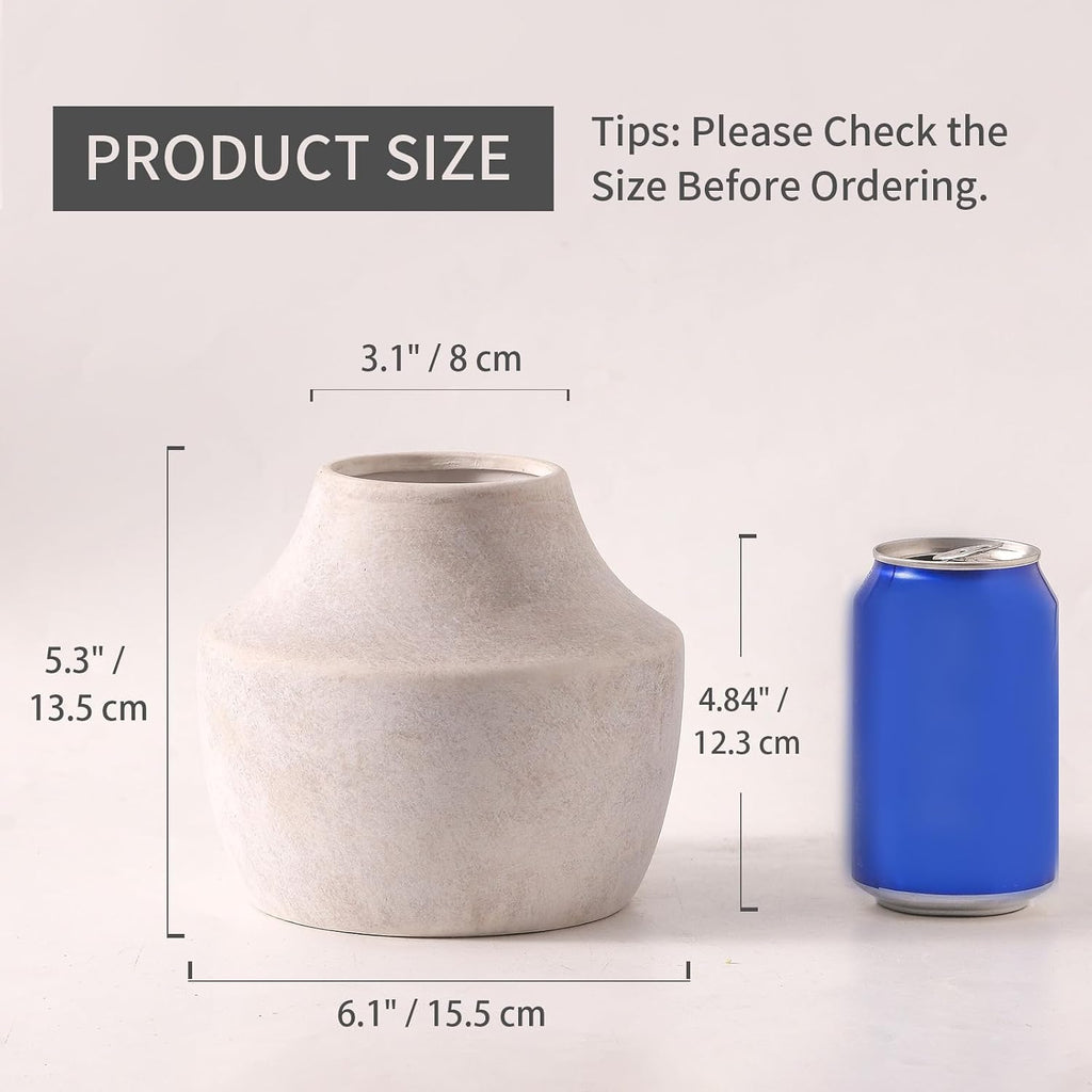 5.3 Inch Off White Terracotta Ceramic Vase