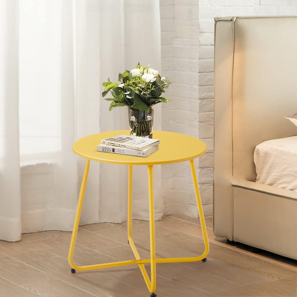 Yellow Round Metal Outdoor Side Table