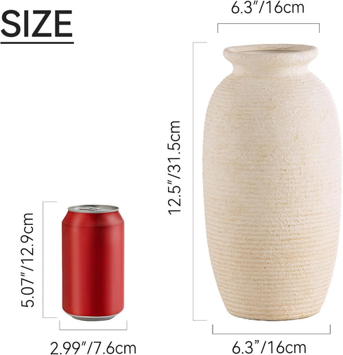 12.5 Inch Rustic Farmhouse Ceramic Vase
