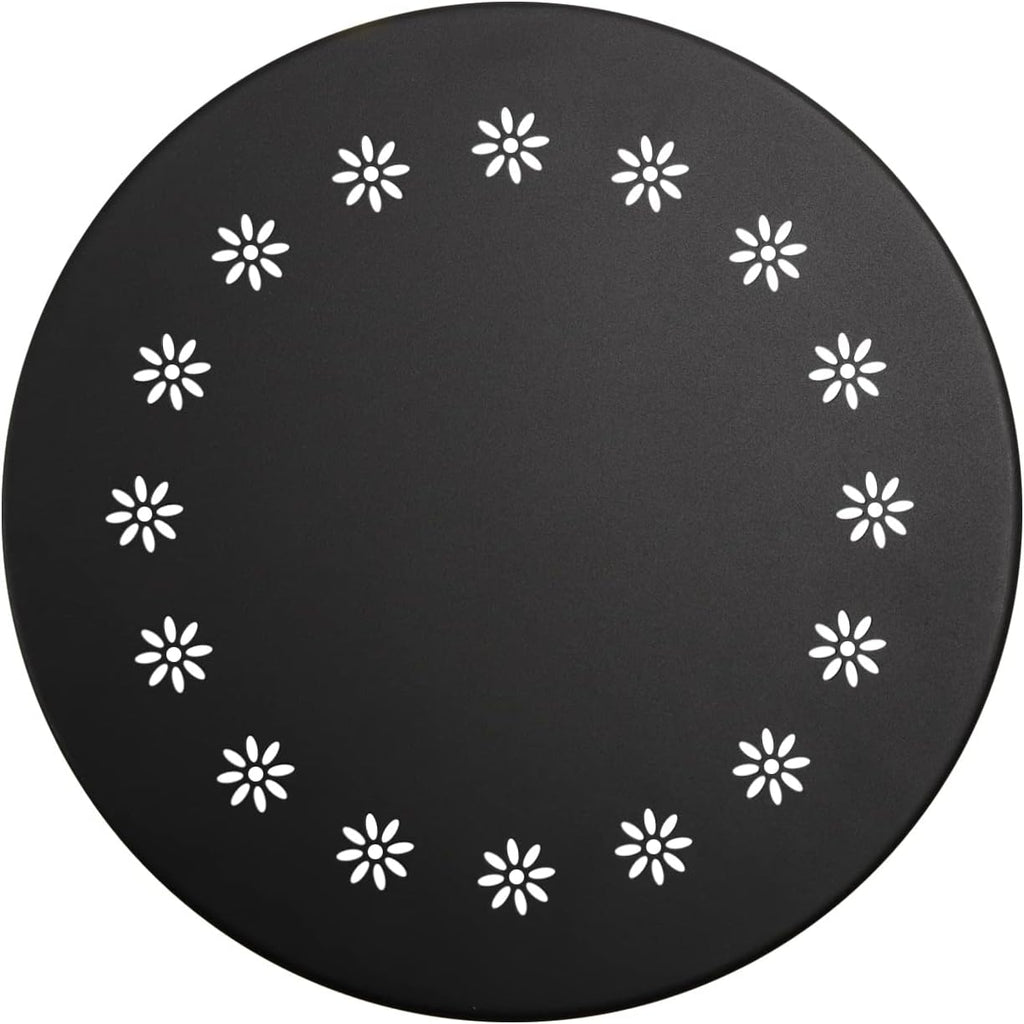 Black Metal Flower Cutout Outdoor Side Table
