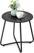 Black Metal Flower Cutout Outdoor Side Table
