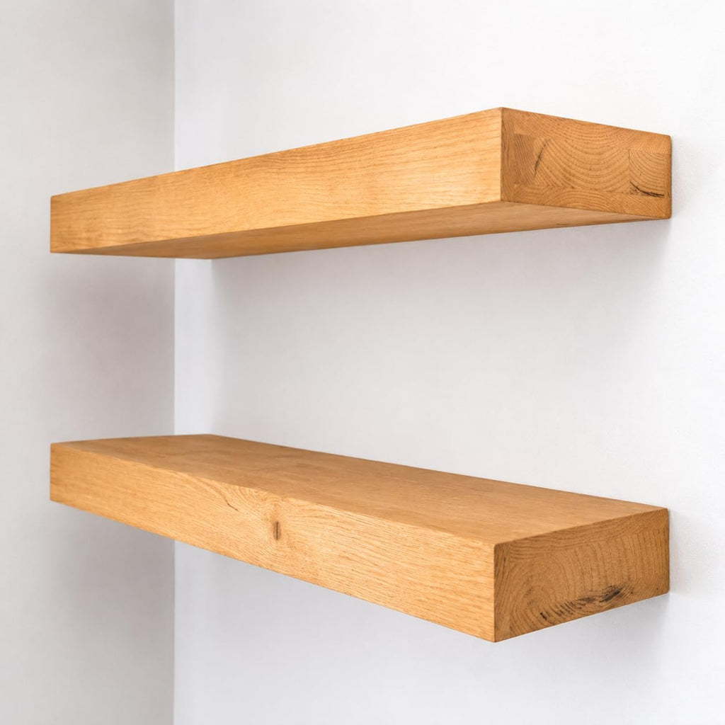 24 Inch Aged Oak Pine Floating Shelves Set of 2