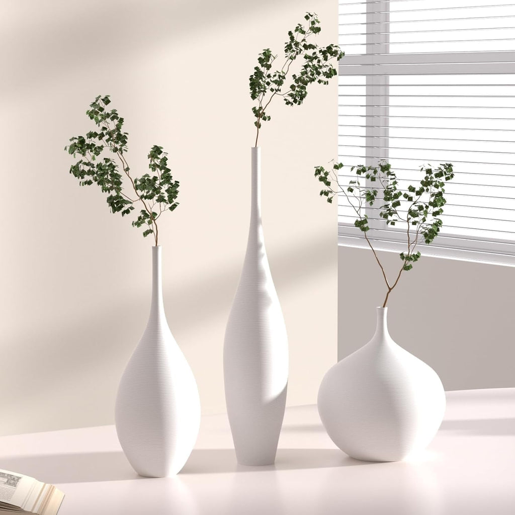 Matte White Ceramic Vase Set of 3
