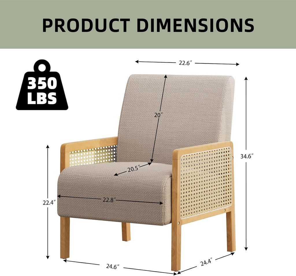 Brown Rattan Arm Accent Chair Set of 2