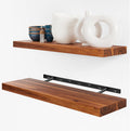 24 Inch Acacia Wood Floating Shelves Set of 2