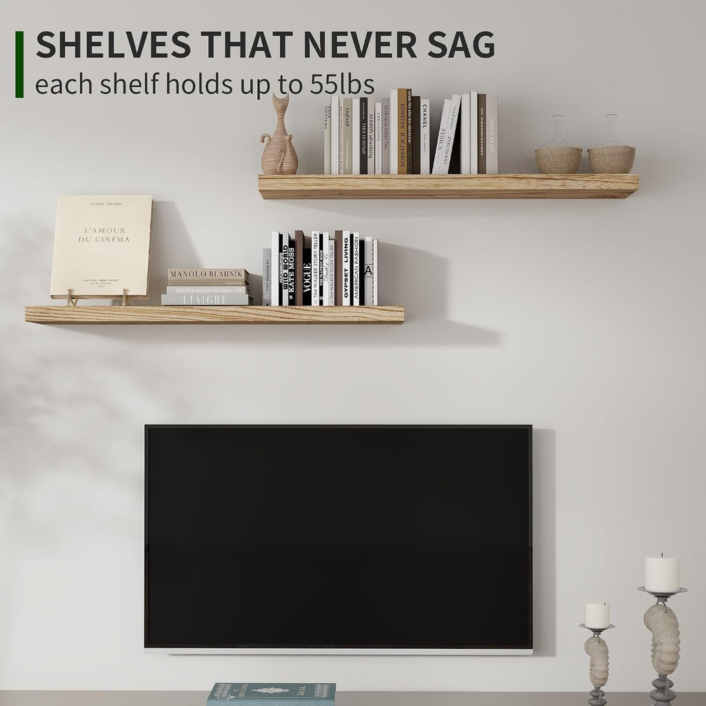 36 Inch Carbonized Black Floating Shelves Set of 2
