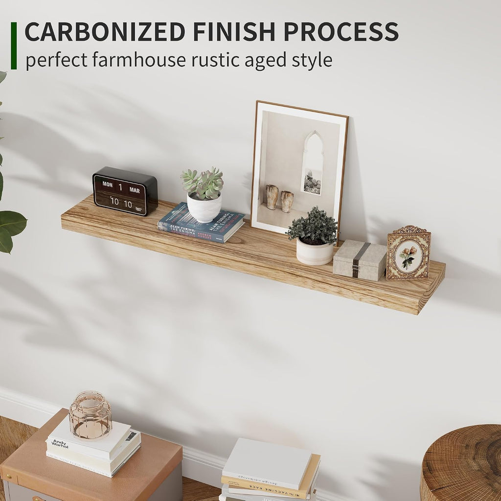 36 Inch Carbonized Black Floating Shelves Set of 2