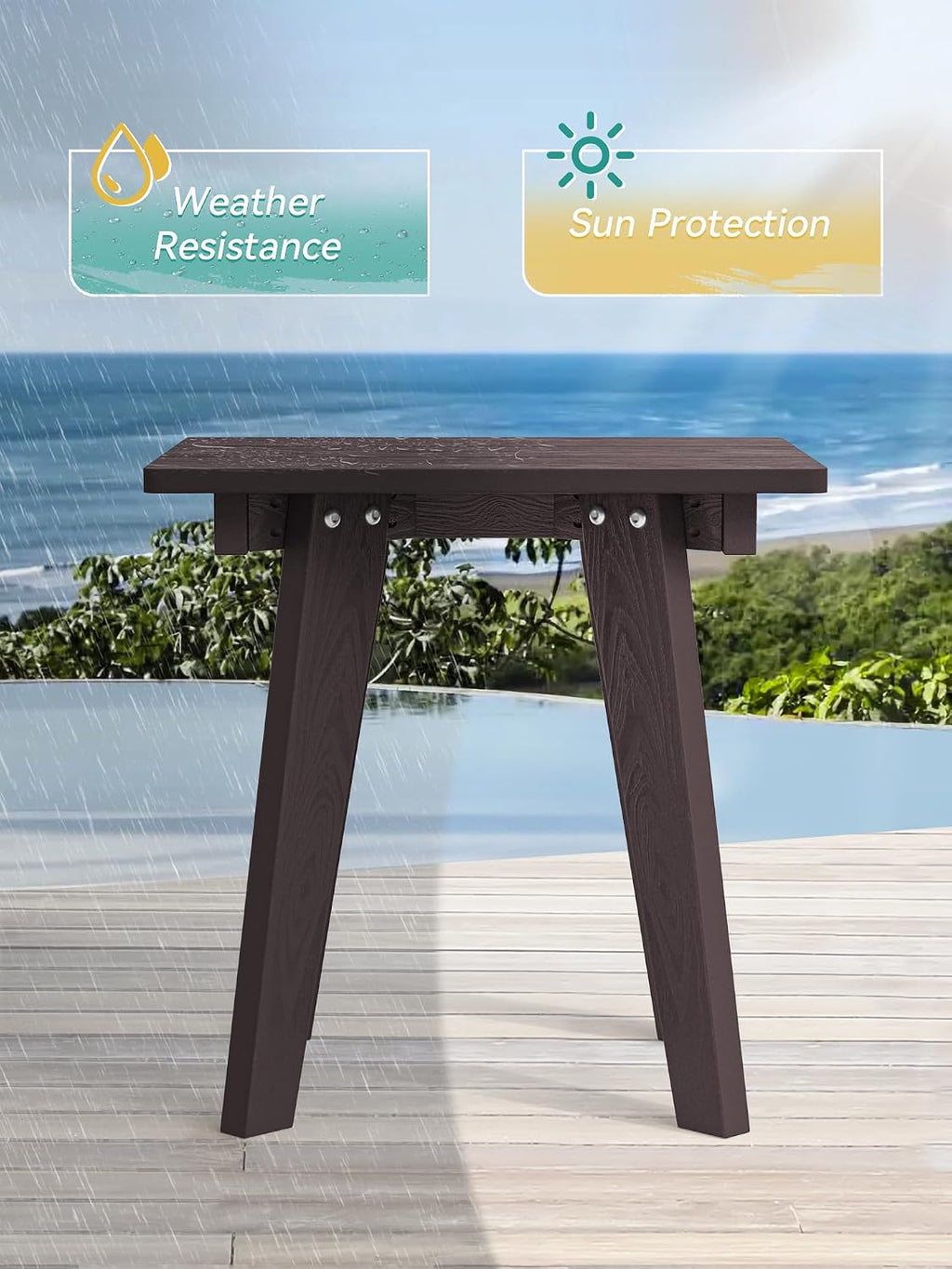 Chocolate Brown HDPE Outdoor Side Table
