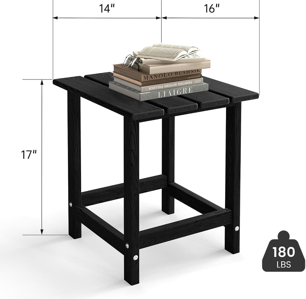 Black Square HDPE Adirondack Side Table