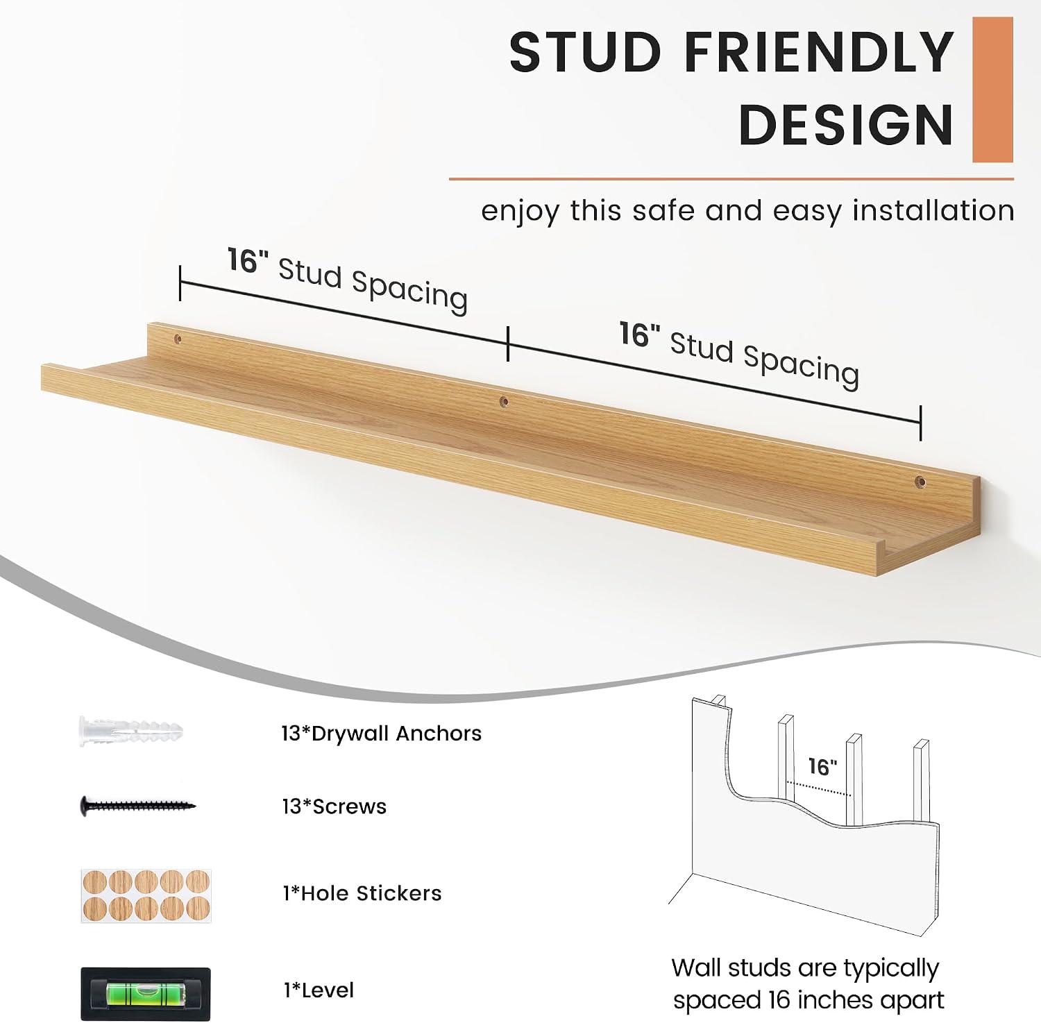 36 Inch Picture Ledge Shelves Set of 4