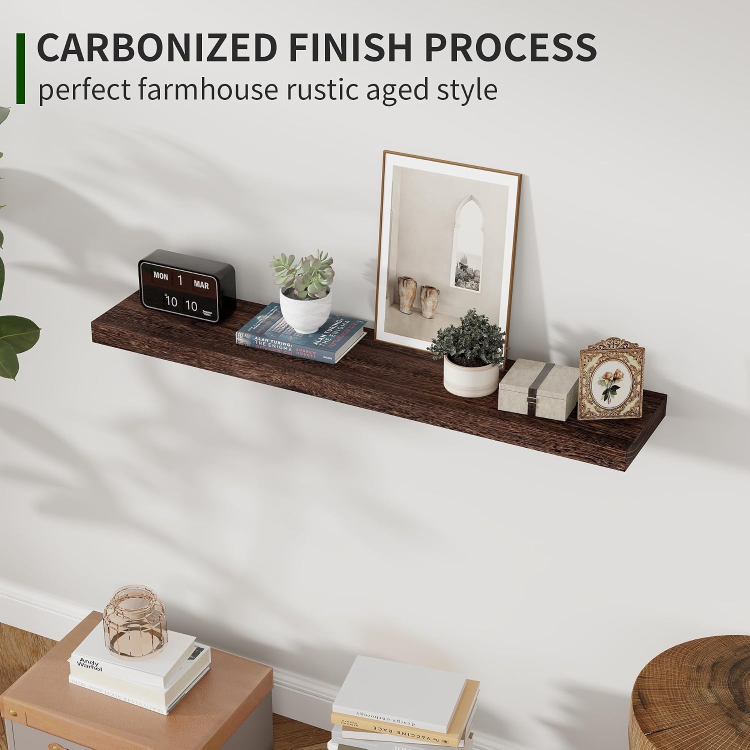36 Inch Rustic Brown Floating Shelves Set of 2