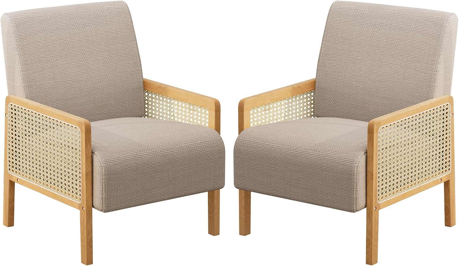 Brown Rattan Arm Accent Chair Set of 2