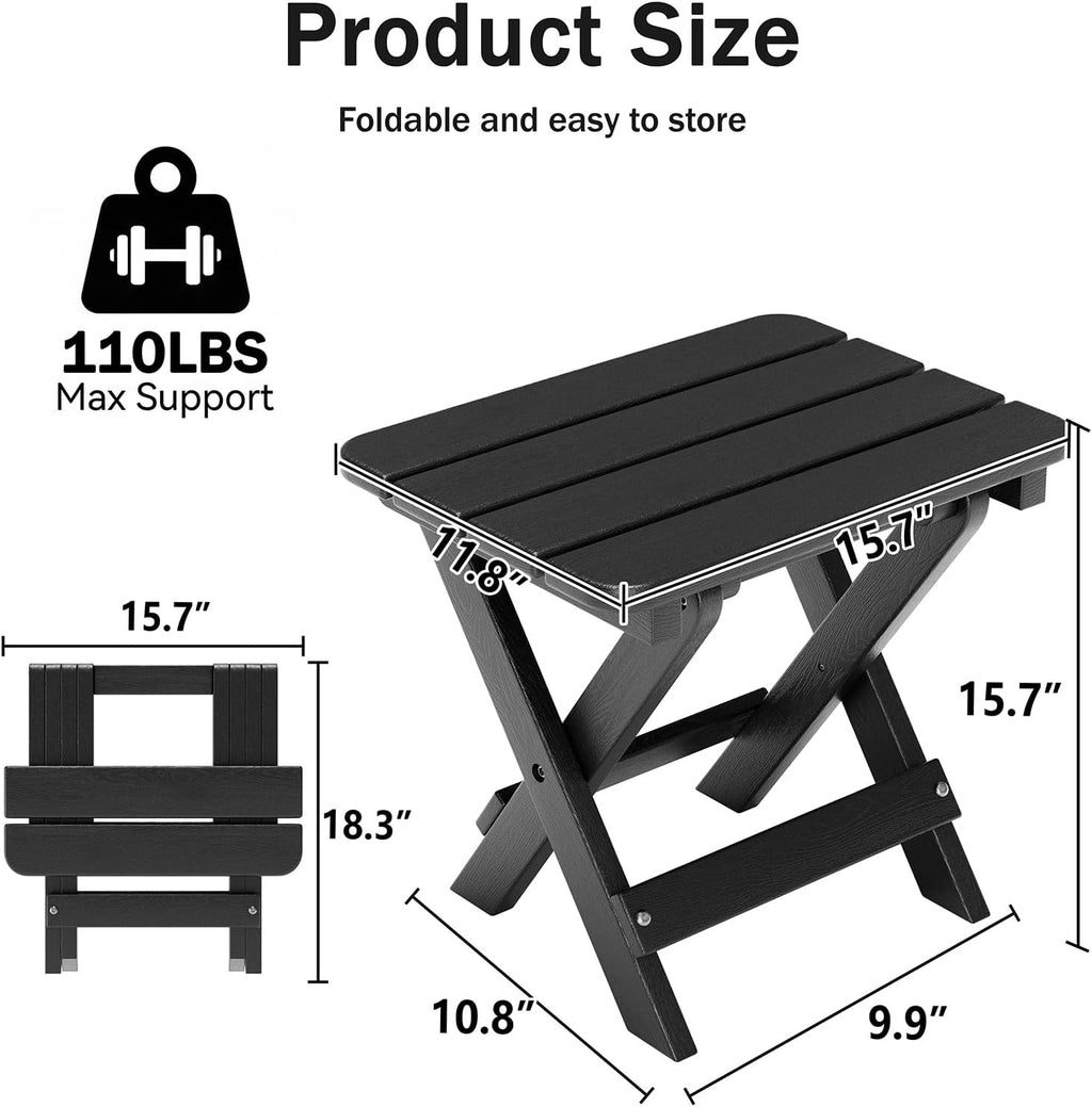 Black Folding HDPE Outdoor Side Table