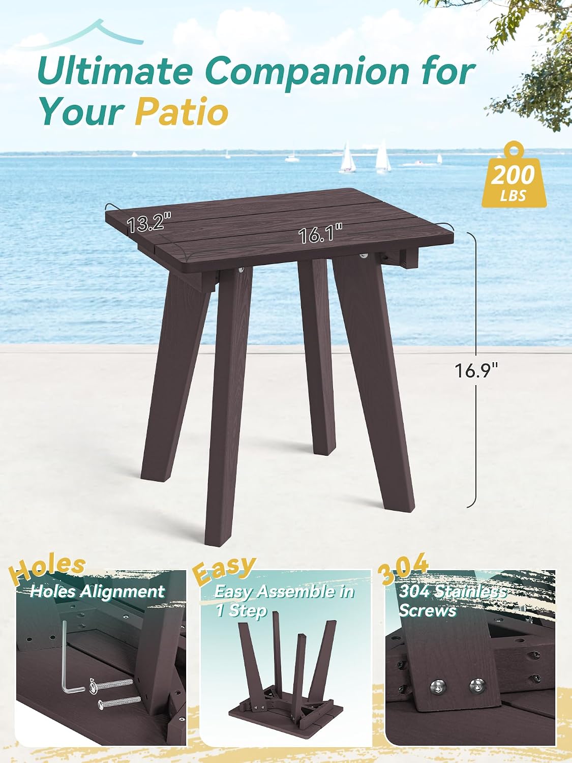 Chocolate Brown HDPE Outdoor Side Table