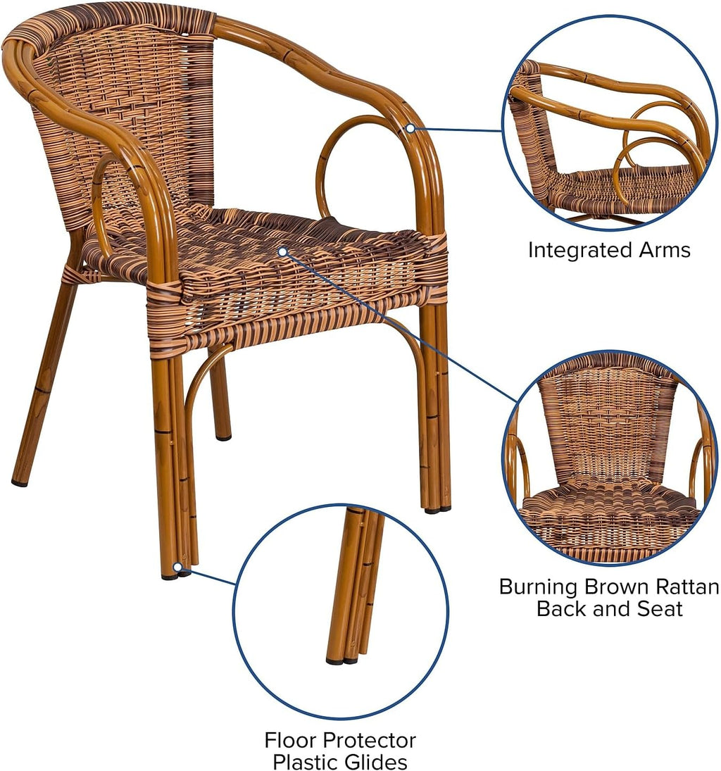 Brown Rattan Aluminum Frame Chair