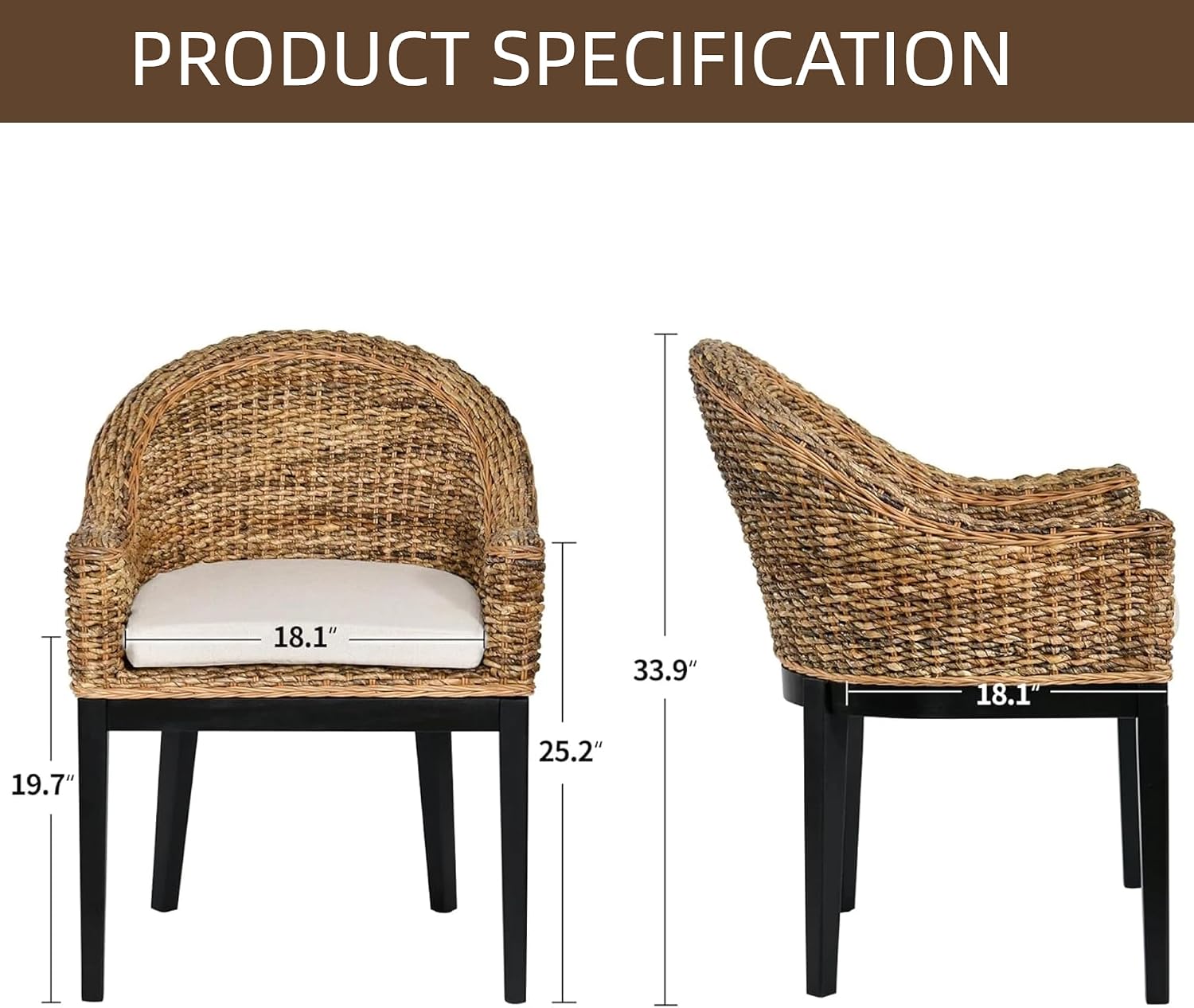 Beige Cushion Rattan Armrest Accent Chair