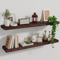 36 Inch Rustic Brown Floating Shelves Set of 2