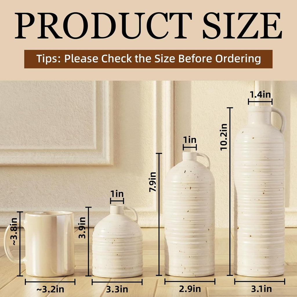 White Textured Ceramic Vase Set of 3