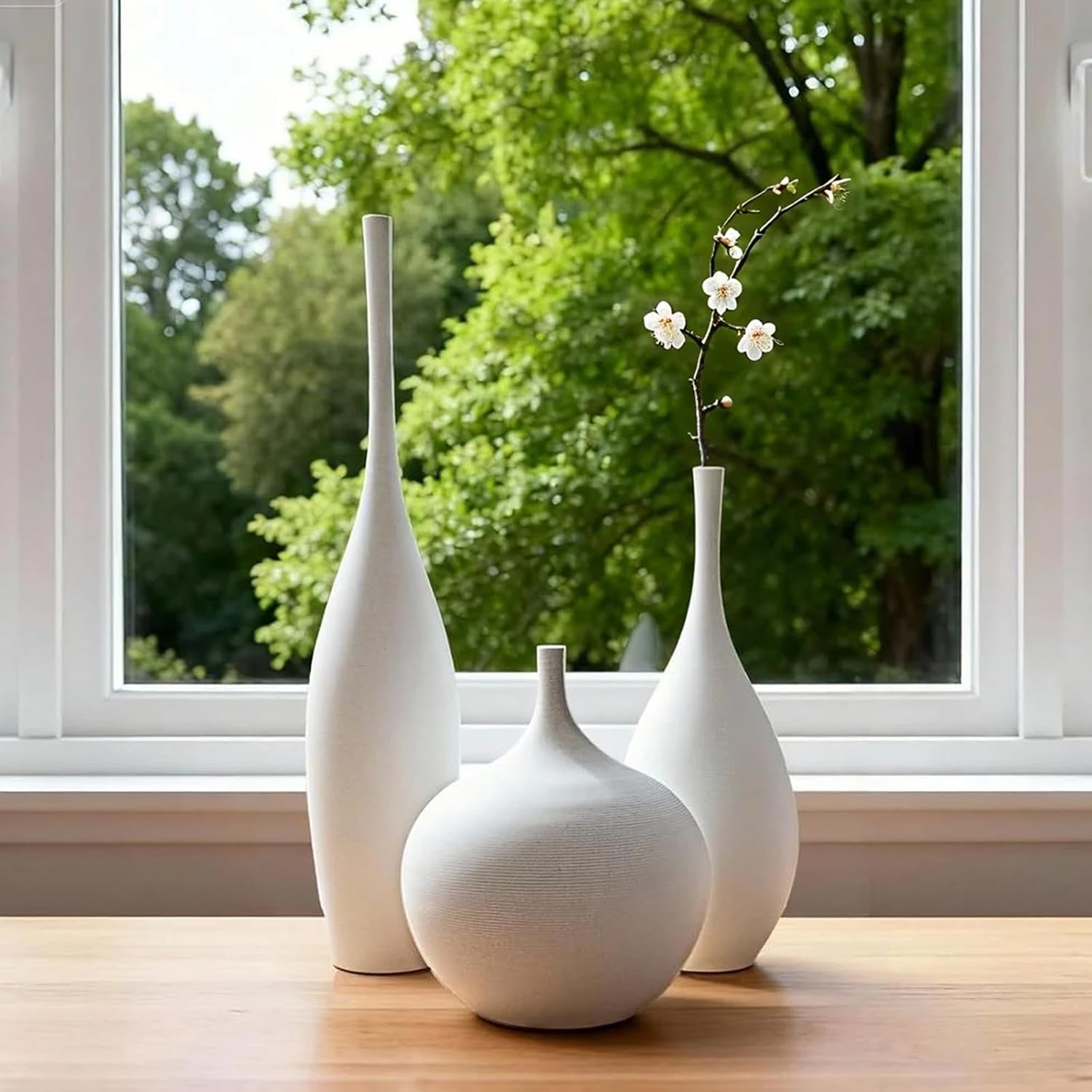 Matte White Ceramic Vase Set of 3