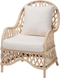 Ivory Braided Rattan Bohemian Arm Chair