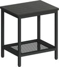 Black 2-Tier HDPE Outdoor Side Table With Storage