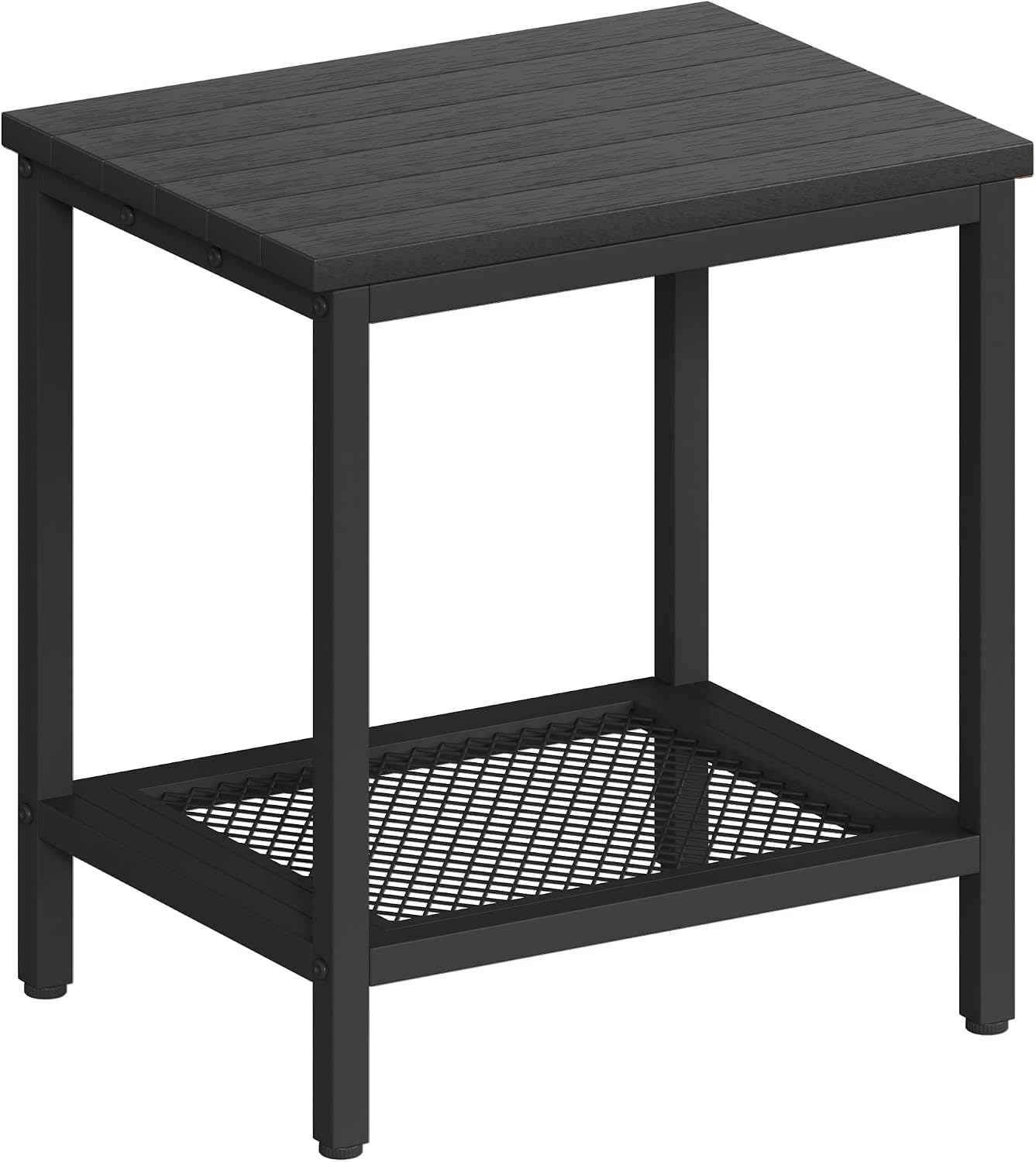 Black 2-Tier HDPE Outdoor Side Table With Storage