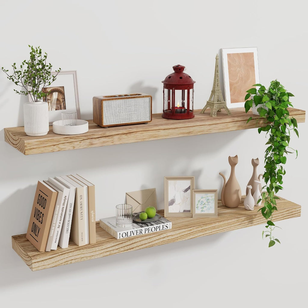 36 Inch Carbonized Black Floating Shelves Set of 2
