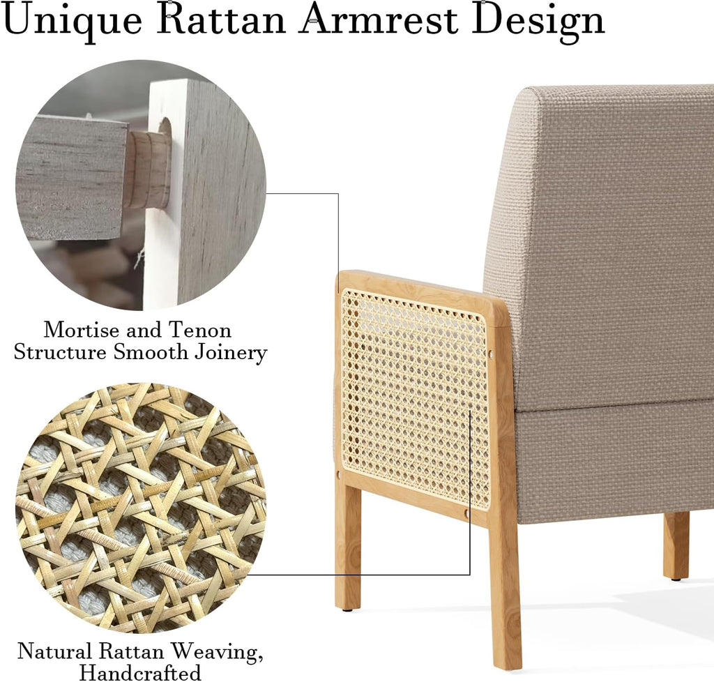 Brown Rattan Arm Accent Chair Set of 2