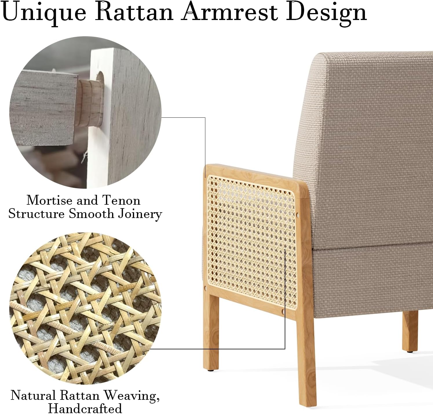 Brown Rattan Arm Accent Chair Set of 2