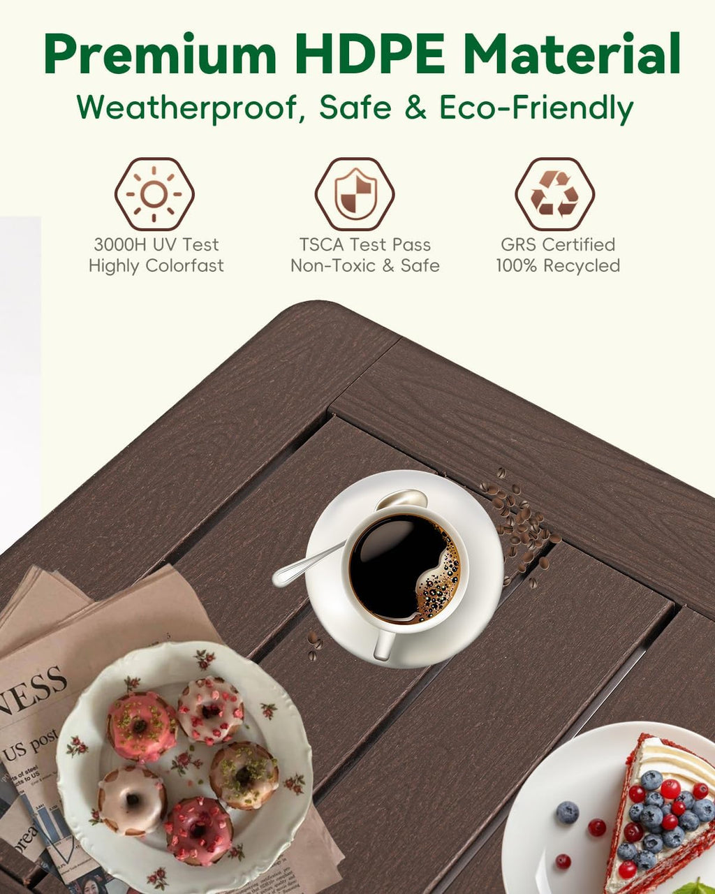 Coffee 2-Tier HDPE Outdoor Side Table
