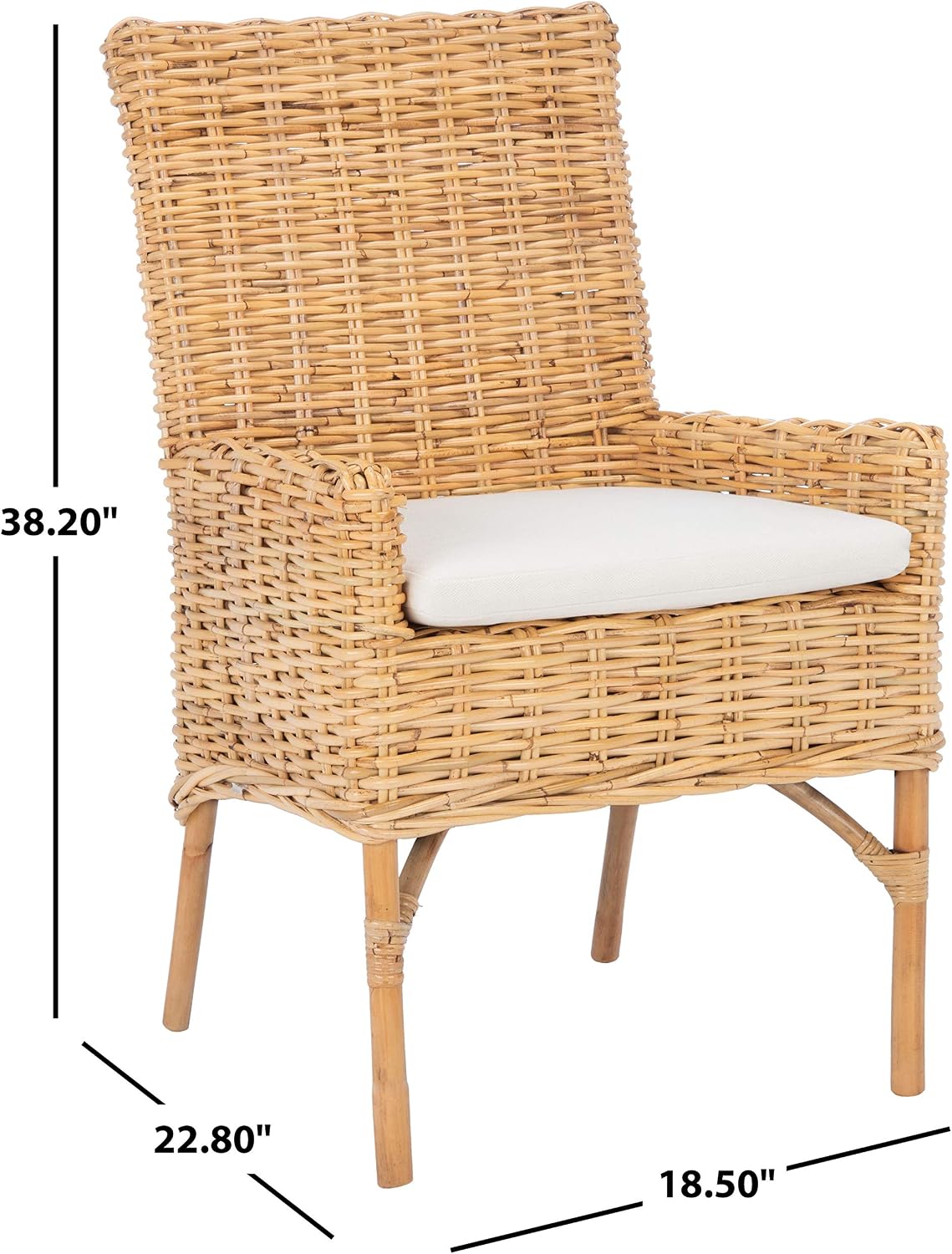 Natural White Rattan Cushion Accent Chair