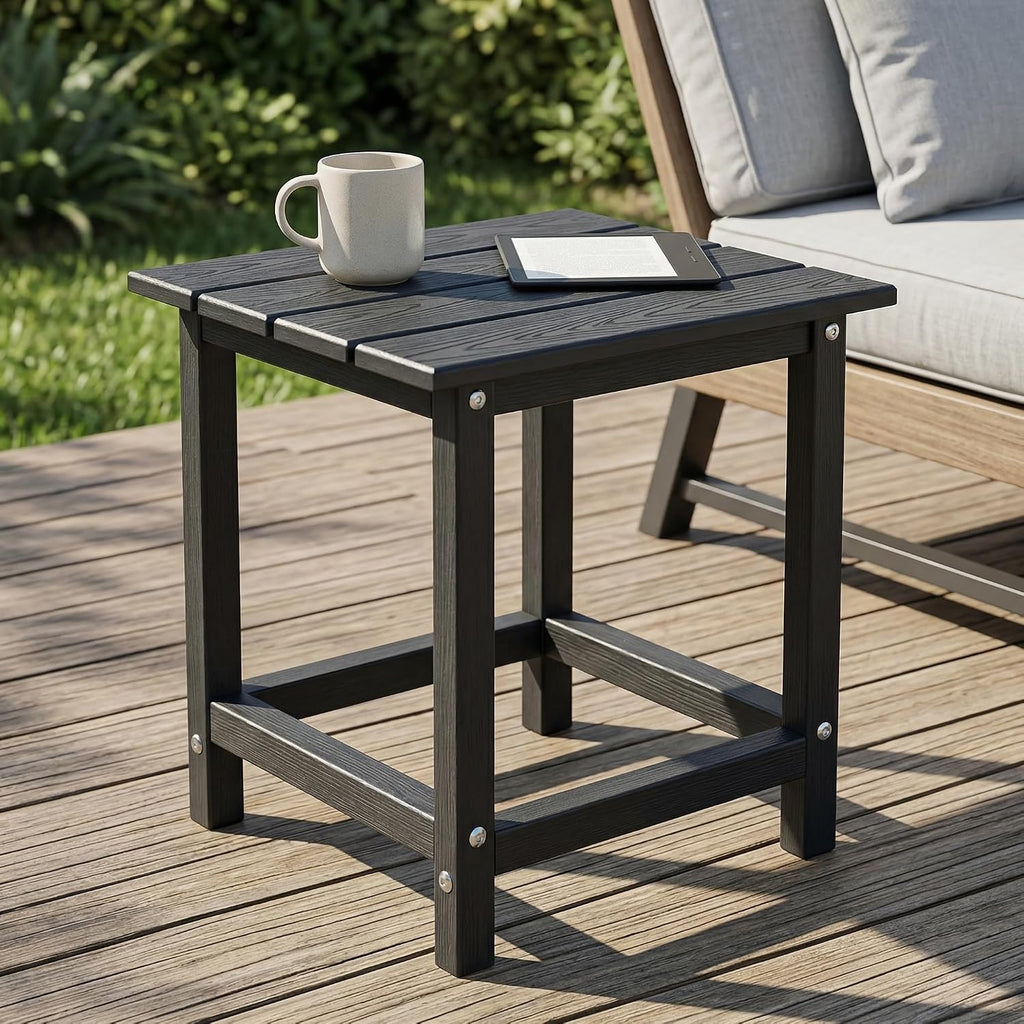 Black Square HDPE Adirondack Side Table
