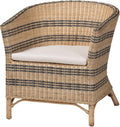 Natural Two-Tone Woven Rattan Barrel Back Chair