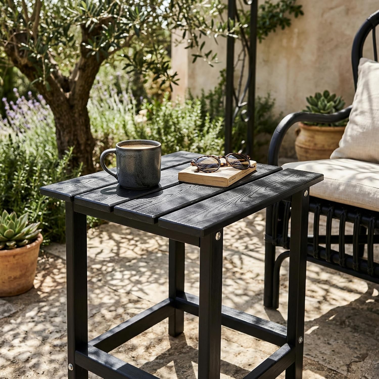 Black Square HDPE Adirondack Side Table