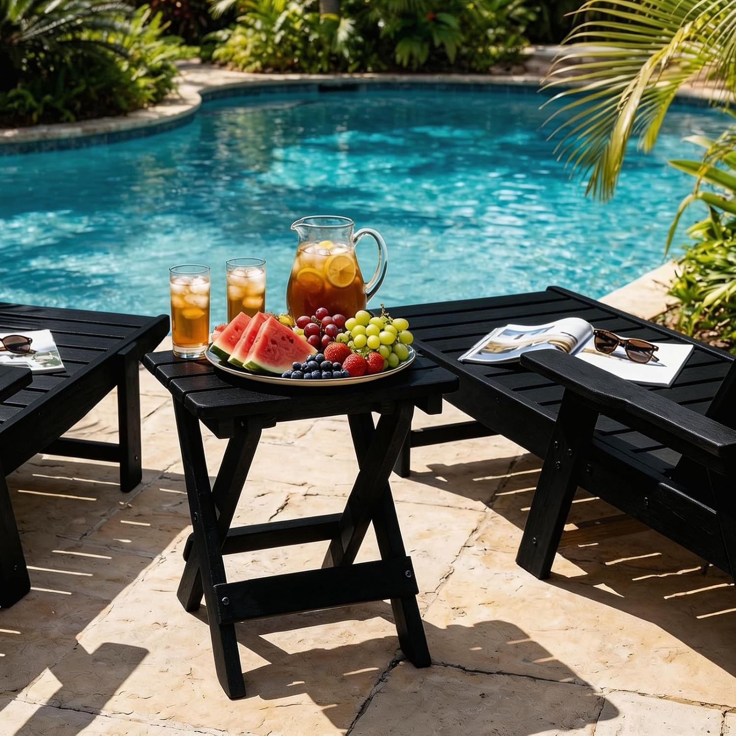 Black Folding HDPE Outdoor Side Table