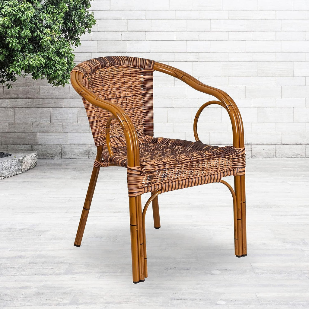 Brown Rattan Aluminum Frame Chair