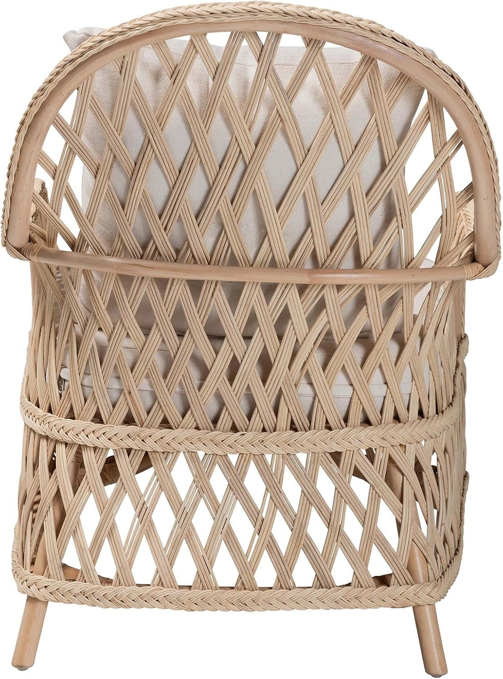 Ivory Braided Rattan Bohemian Arm Chair