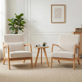 Beige Fabric Mid Century Accent Chair Set of 2