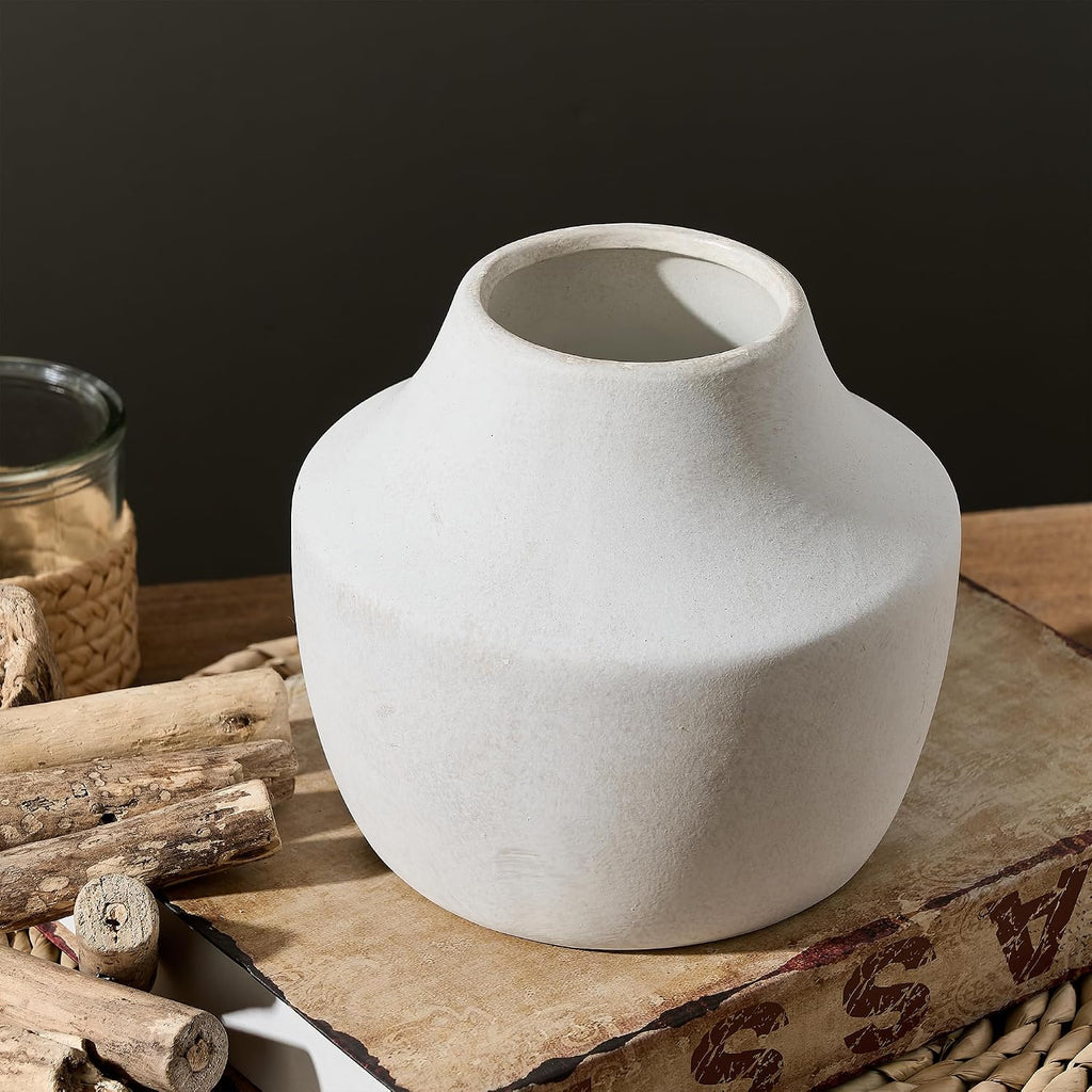 5.3 Inch Off White Terracotta Ceramic Vase