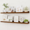 36 Inch Walnut Pine Picture Ledge Shelves Set of 2