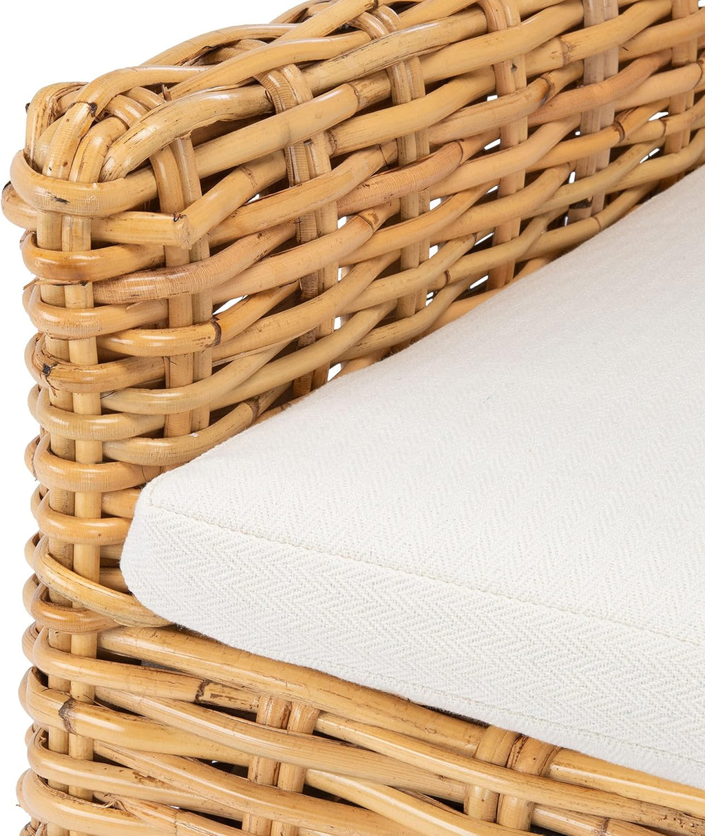 Natural White Rattan Cushion Accent Chair